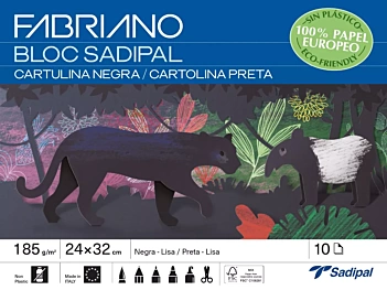 Black cardboard pad 24x32cm 185g/m² Fabriano
