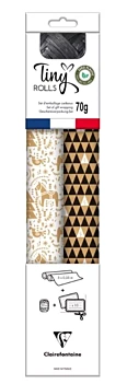 Set of 2 rolls of Clairefontaine Tiny Rolls Christmas gift wrap, black and white