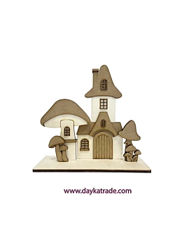 Dayka Trade Wooden Mushroom Houses with Stand
