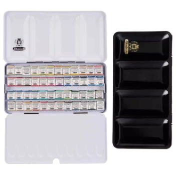 Caja de metal 48 medios godets de acuarela Horadam Schmincke