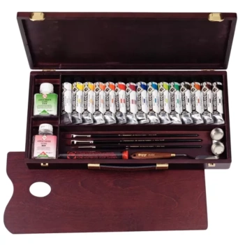 Caja de madera Professional 15 tubos acrílicos Rembrandt 40ml 