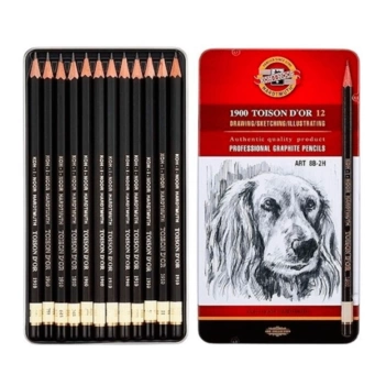 Caja metálica 12 lápices grafito Toison D'or Koh-i-Noor