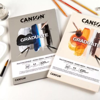 Bloc Mixed Media Graduate Gris y Natural Grano Fino/Grueso Canson 220g/m²