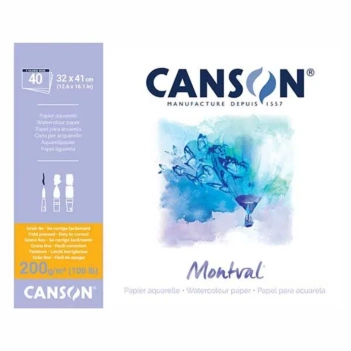 Montval Canson Aquarelblok 40 vellen gelijmd 32x41cm 200g/m²