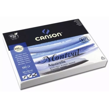 Bloc Aquarelle Montval 100 Feuilles Collées 1 Face Grain Fin Canson 200g/m²