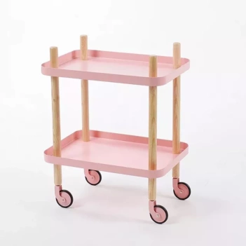 SUPER OFERTA **40%** Carrito de diseño con 2 bandejas Rosa