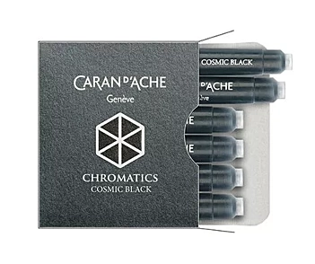 Caja con 6 cartuchos de tinta Chromatics Cosmic Black Caran d'Ache