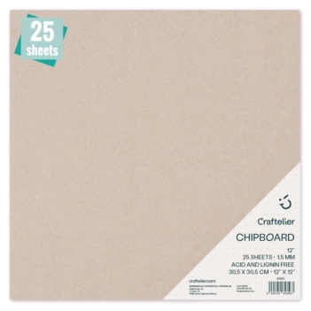 Set 25 chipboard cartón compacto para encuadernar gris 1,5mm Craftelier 30x30cm