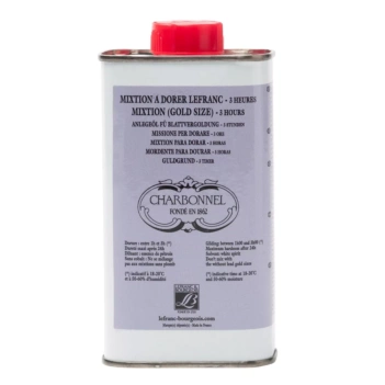 Lefranc 3 Hour Gilding Mixture es un fijador a base de aceite especialmente diseñado para el dorado de panes de oro y metal. Este producto es fabricado en Francia y es ampliamente utilizado por maestros doradores en todo el mundo.

Una característica de