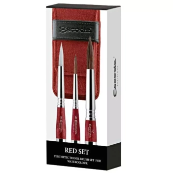 Set Estuche Petaca Tela Rojo con 3 Pinceles Serie 1270 Escoda