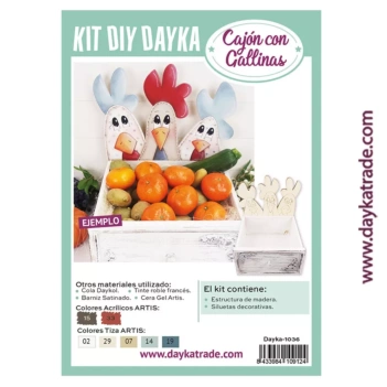 Kit DIY Cajón Blanco y Silueta de Gallinas Dayka