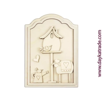 Dayka Trade Painting House with Sheep and Little Bird 