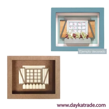 Dayka Trade Wooden Silhouette Straight Window and Showcase 23x19cm
