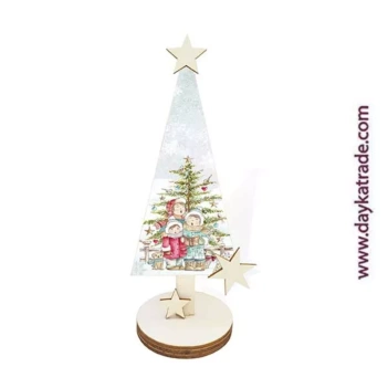 Árbol de Navidad de Madera Niños Cantores con Peana y Estrellas Dayka 15x41cm