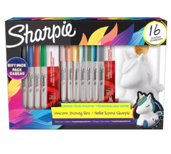 Set Regalo 16 Rotuladores + Unicorn Money Box Sharpie