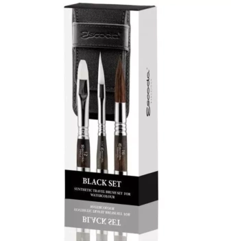 Escoda Series 1272 Set met 3 Penselen in Zwart Stoffen Etui