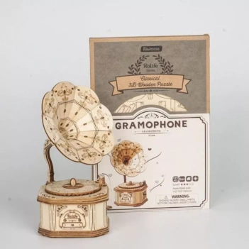 Hölzernes Grammophonmodell, klassisches 3D-Wahnsinnsspielzeug