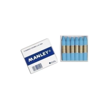 Caja de cartón de 12 ceras azul cyan Manley