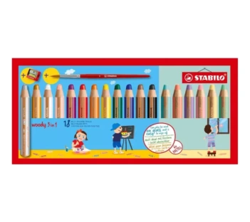 STABILO STABILO 3 in 1 set of 18 STABILO Woody 3 in 1 Pencils, Pencil Sharpener and Brush