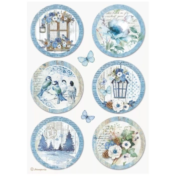 SUPER DEAL **40%** Stamperia Blue Land Rice Paper Rounds A4