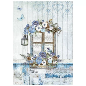 SUPER DEAL **40%** Stamperia Blue Land Rice Paper Window A4