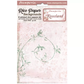 SUPER DEAL **40%** Stamperia Roseland Rice Paper Pad Backgrounds 10x15cm