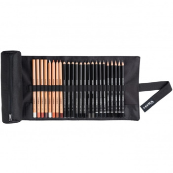 Trousse enroulable en toile 24 crayons Rembrandt Lyra Sketch