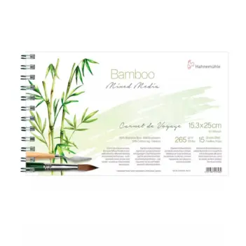 Bamboe Hahnemühle spiraalvormig reisnotitieboekje 13,5x25cm 265gr/m2