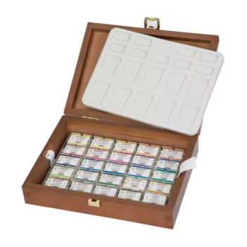 Caja de madera 24 godets de acuarela Schmincke