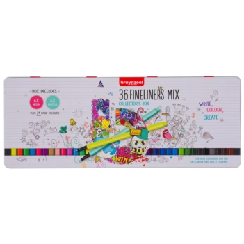 Caja metálica 36 Rotuladores Fineliners Mix Bruynzeel