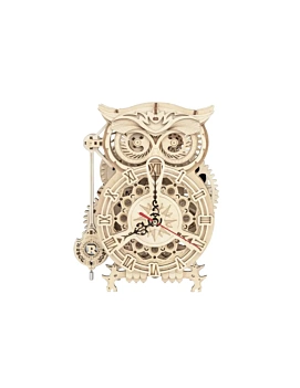 Wooden owl clock model Classical 3D Robotime