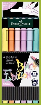 Faber-Castell Set of 6 Brush Black Edition Pastel Coloured Pencils 