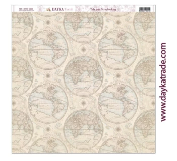 Dayka Trade Fabric DTXS-1005 Maps Today Is My Day Child 30x30cm
