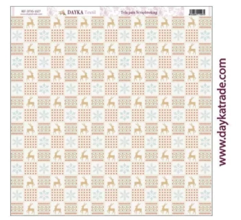 Tela DTXS-1027 Fondo Renos y Copos de Nieve Secretos de Navidad Dayka 30x30cm