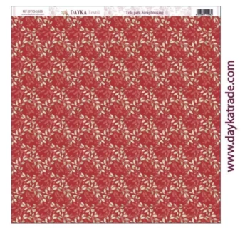 Tela DTXS-1028 Fondo Hojas Navideñas Rojo Secretos de Navidad Dayka 30x30cm