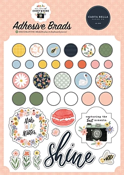SUPER DEAL **30%** Carta Bella Here, There and Everywhere Adhesive Brads