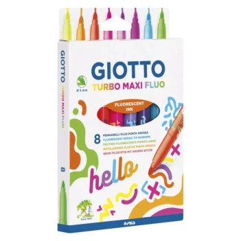 Set of 8 Turbo Maxi Fluo Giotto markers