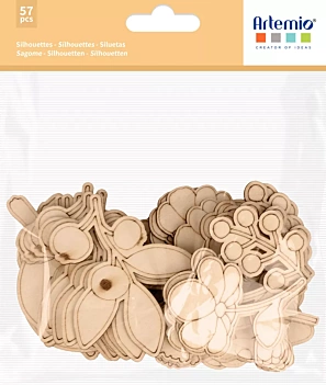Die-Cuts de Madera Mini Flores y Pájaros Couleurs Nature Artemio
