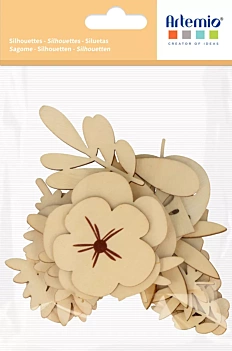 Artemio Set 24 Mini Wooden Silhouettes Safari 
