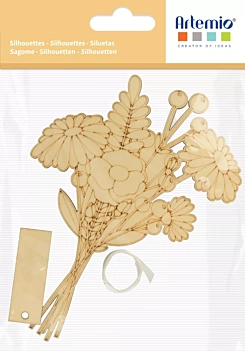 Artemio Wooden Die-cut Bouquet and Tag Life is Simple 
