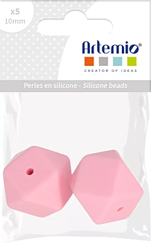 Cuentas de silicona Hexágonos Rosa Pulverizado My little Baby Artemio 15mm

