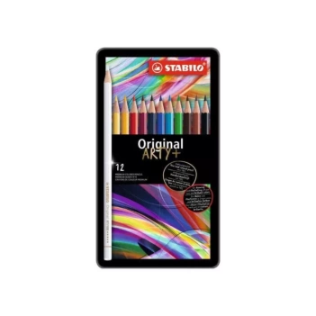 Arty Metal Pencil Case 12 Original STABILO Pencils