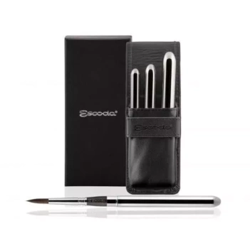 Custodia in Pelle e 3 Spazzole da Viaggio in Argento Serie 1252 Escoda