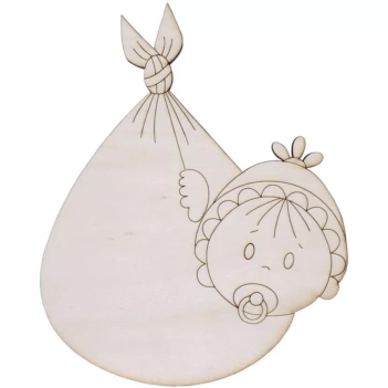 Silueta de Madera Bebé en Pañuelo 15x18cm

