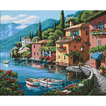 Alex Bog Malen nach Zahlen Kit Dorf zwischen Meer und Berg 40x50cm