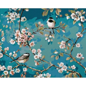 Kit Pintar Por Números Pájaros y Flores Alex Bog 40x50cm