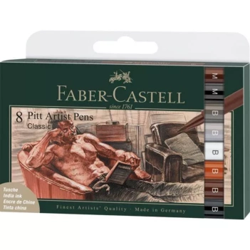 Zestaw 8 klasycznych markerów Faber-Castell Pitt Artist Pen