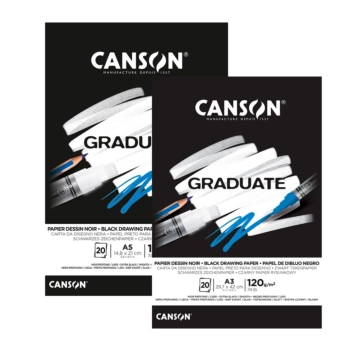 Bloc-notes Graduate Noir collé 1 face unie Canson 120g/m²