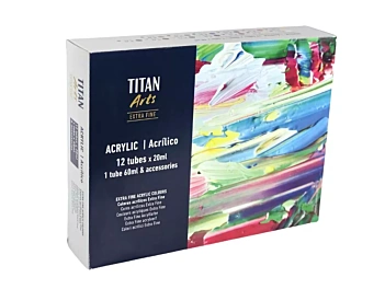 Titan Extrafein Holzkoffer mit Acryl 12 Rohre und Zubehör  20ml