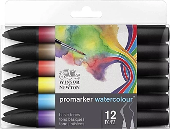 Winsor & Newton ProMarker Watercolour Basic Tones 12 Markers